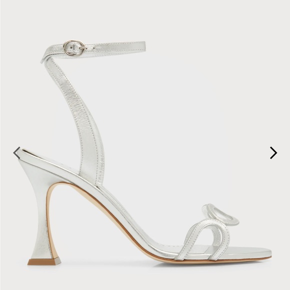 Manolo Blahnik Kamistra Metallic Circle Cutout Sandals (5) - Picture 3 of 14